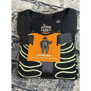 Hyde & Eek Toddler Sz 12 Months Glow In The Dark Skeleton 2-Pc PJ Bodysuit Hat
